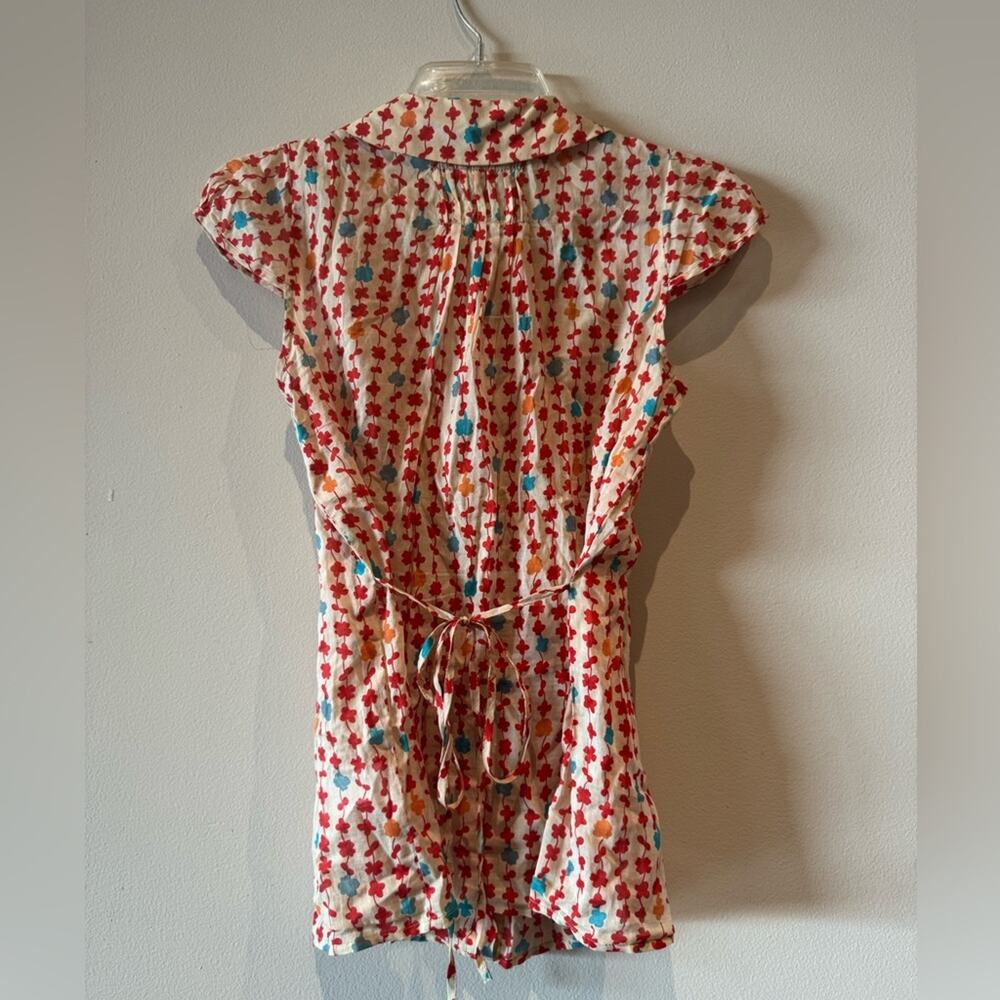 Anthropologie Peter Pan color, cap sleeve button front adorable blouse size S - Picture 5 of 5